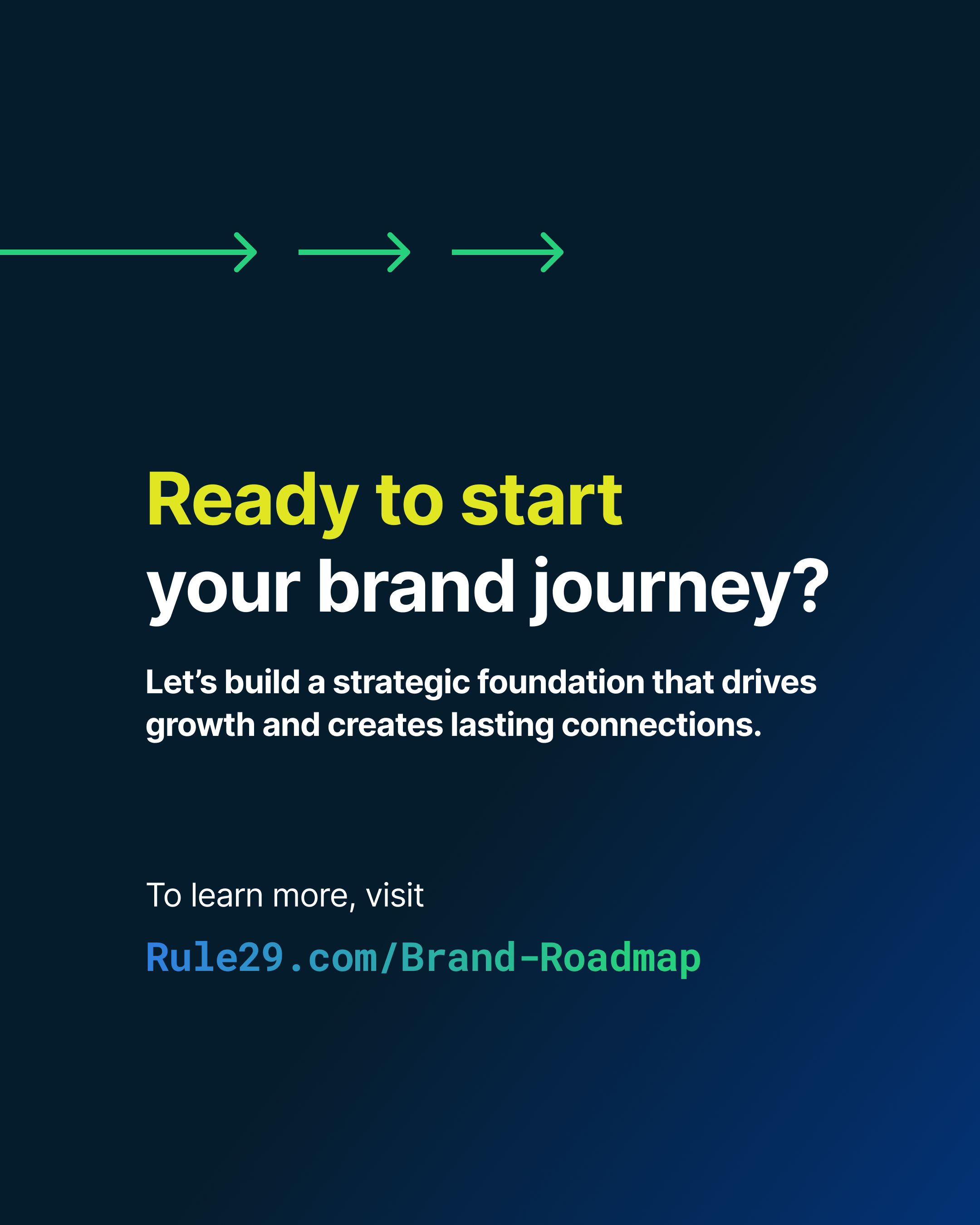 Rule29 Brand Roadmap: Ready to start your brand journey.